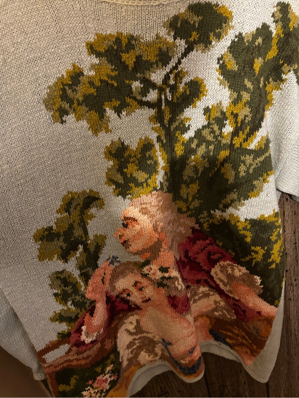 Vintage Sweater Artist with Green and Gold Motif 80’s